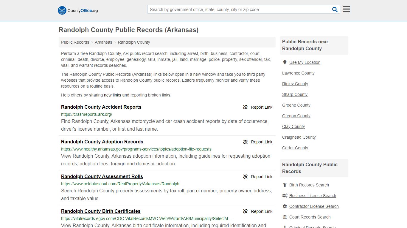 Randolph County Public Records (Arkansas) - County Office