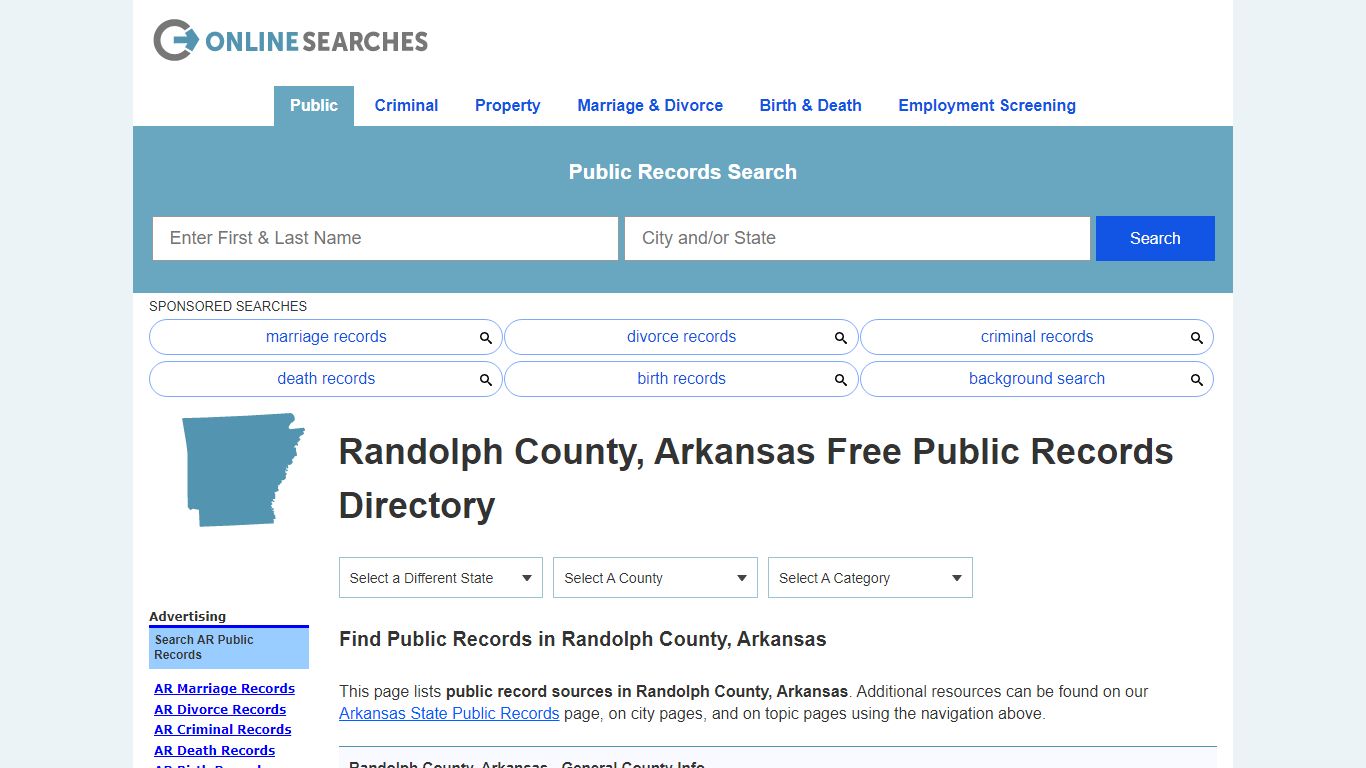 Randolph County, Arkansas Public Records Directory